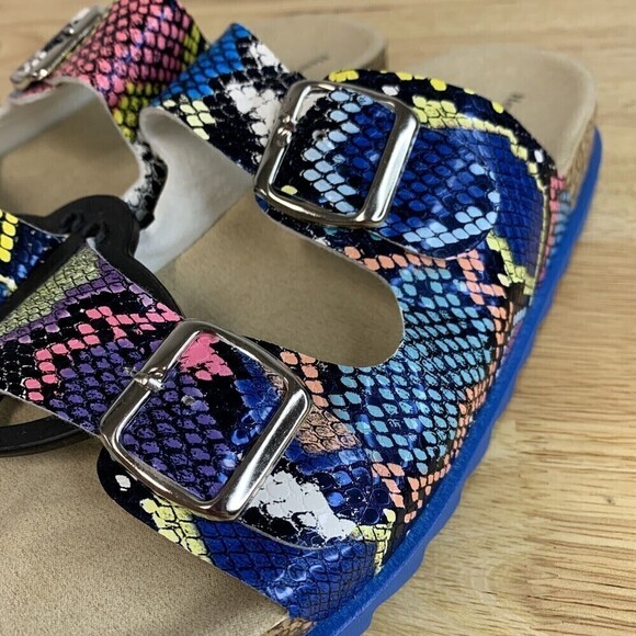 HENRY Ferrera Fabulous Sz 7 Womens Slide Snake Multicolor Design Sandals Buckle - Picture 7 of 10